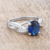 Justine 2ct Sapphire CZ Rhodium Classic Oval Ring - JGI - Flyclothing LLC