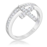 Christine 0.2ct CZ Rhodium Cross Charm Ring - JGI - Flyclothing LLC