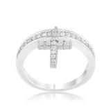 Christine 0.2ct CZ Rhodium Cross Charm Ring - JGI - Flyclothing LLC