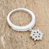 Snowflake 0.35ct CZ Rhodium Simple Holiday Charm Band Ring - JGI - Flyclothing LLC