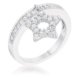 Star 0.25ct CZ Rhodium Simple Holiday Charm Band Ring - JGI - Flyclothing LLC