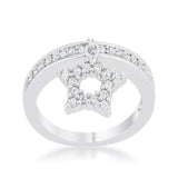 Star 0.25ct CZ Rhodium Simple Holiday Charm Band Ring - JGI - Flyclothing LLC