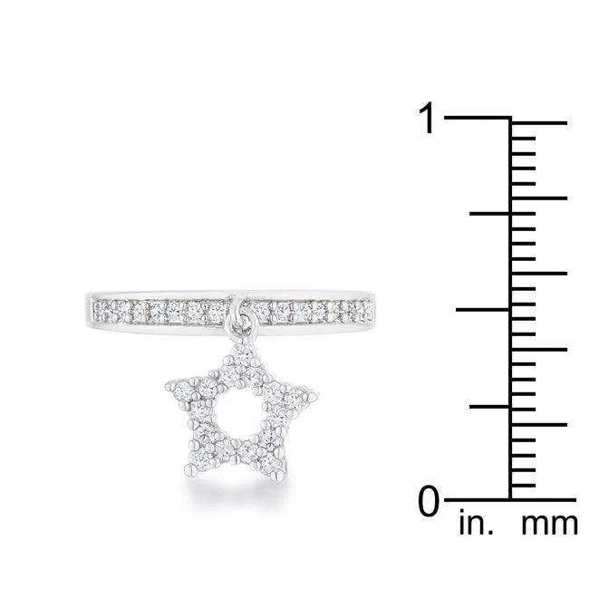 Star 0.25ct CZ Rhodium Simple Holiday Charm Band Ring - JGI - Flyclothing LLC