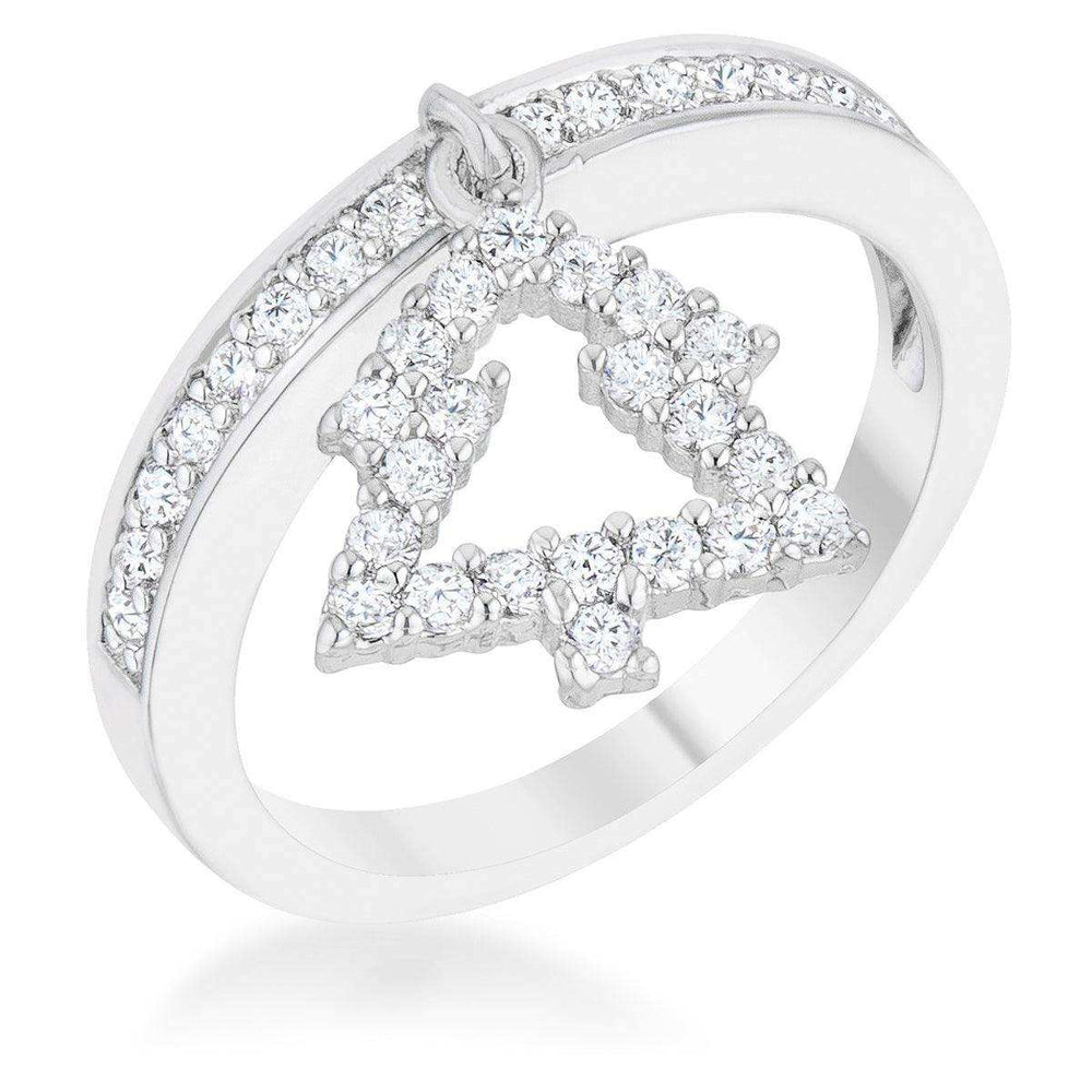 Christmas Tree 0.3ct CZ Rhodium Holiday Charm Ring - JGI - Flyclothing LLC