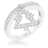 Christmas Tree 0.3ct CZ Rhodium Holiday Charm Ring - JGI - Flyclothing LLC