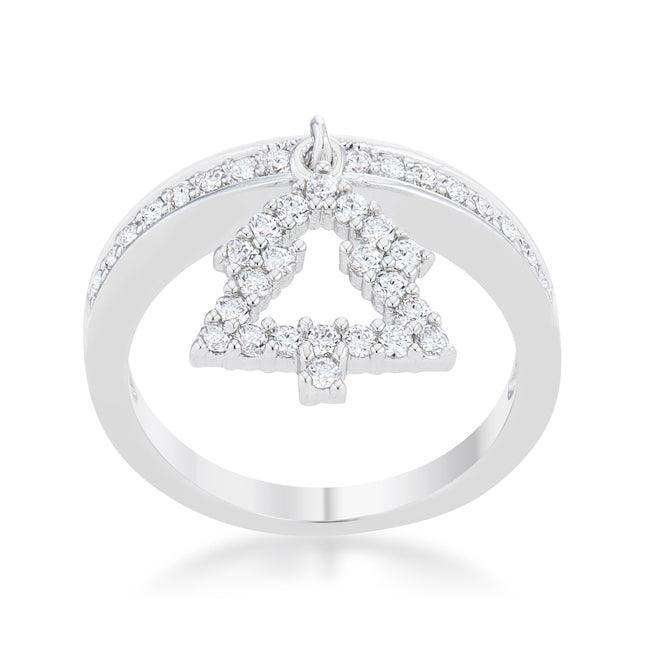 Christmas Tree 0.3ct CZ Rhodium Holiday Charm Ring - JGI - Flyclothing LLC