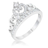 Aurora 0.34ct CZ Rhodium Heart Crown Ring - JGI - Flyclothing LLC