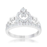Aurora 0.34ct CZ Rhodium Heart Crown Ring - JGI - Flyclothing LLC