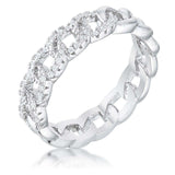 Interlocking Rhodium Chain Design Ring with CZ - JGI - Flyclothing LLC