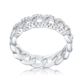 Interlocking Rhodium Chain Design Ring with CZ - JGI - Flyclothing LLC