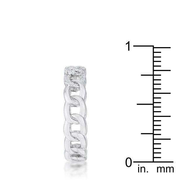 Interlocking Rhodium Chain Design Ring with CZ - JGI - Flyclothing LLC