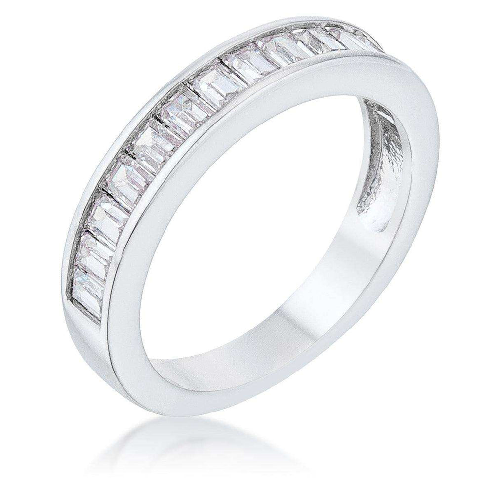 Baguette Cut CZ Rhodium Wedding Band - JGI - Flyclothing LLC