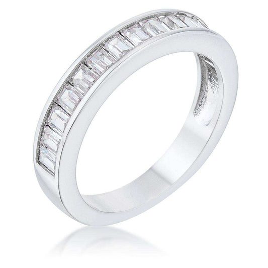 Baguette Cut CZ Rhodium Wedding Band - JGI - Flyclothing LLC