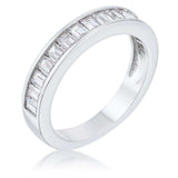 Baguette Cut CZ Rhodium Wedding Band - JGI - Flyclothing LLC