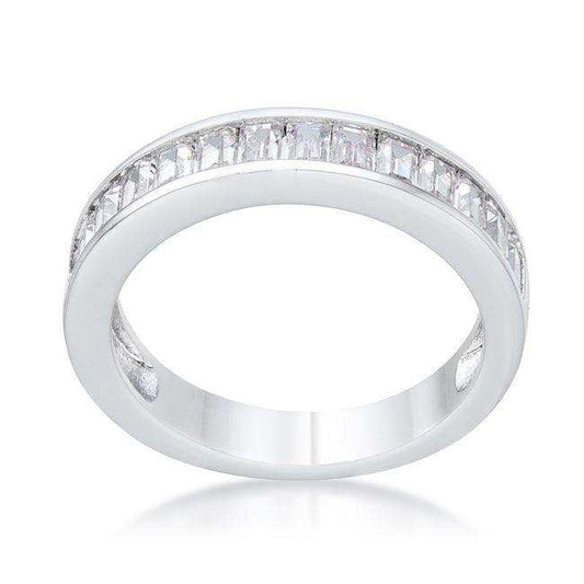 Baguette Cut CZ Rhodium Wedding Band - JGI - Flyclothing LLC