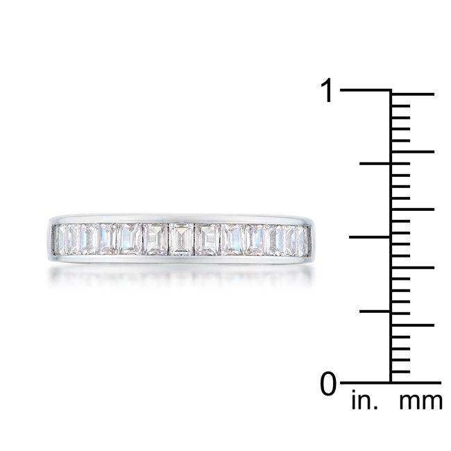 Baguette Cut CZ Rhodium Wedding Band - JGI - Flyclothing LLC