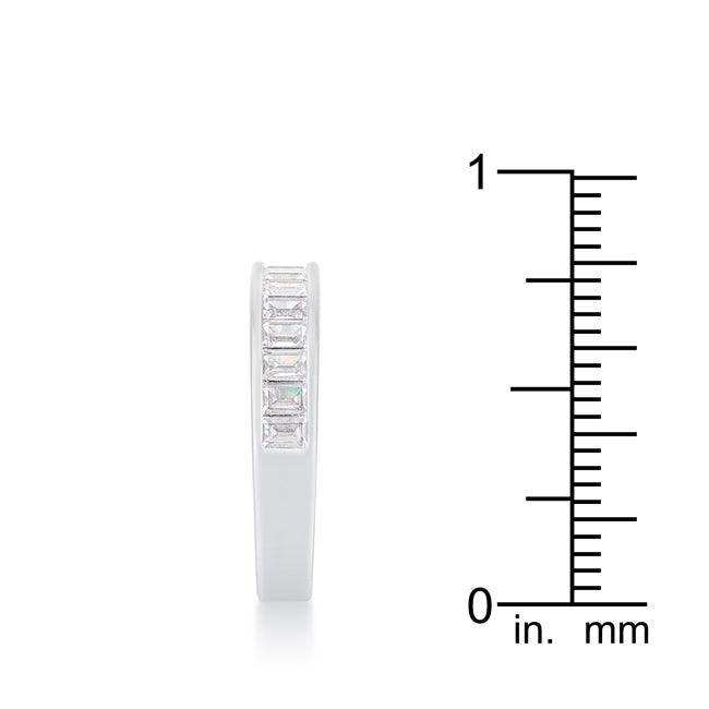 Baguette Cut CZ Rhodium Wedding Band - JGI - Flyclothing LLC