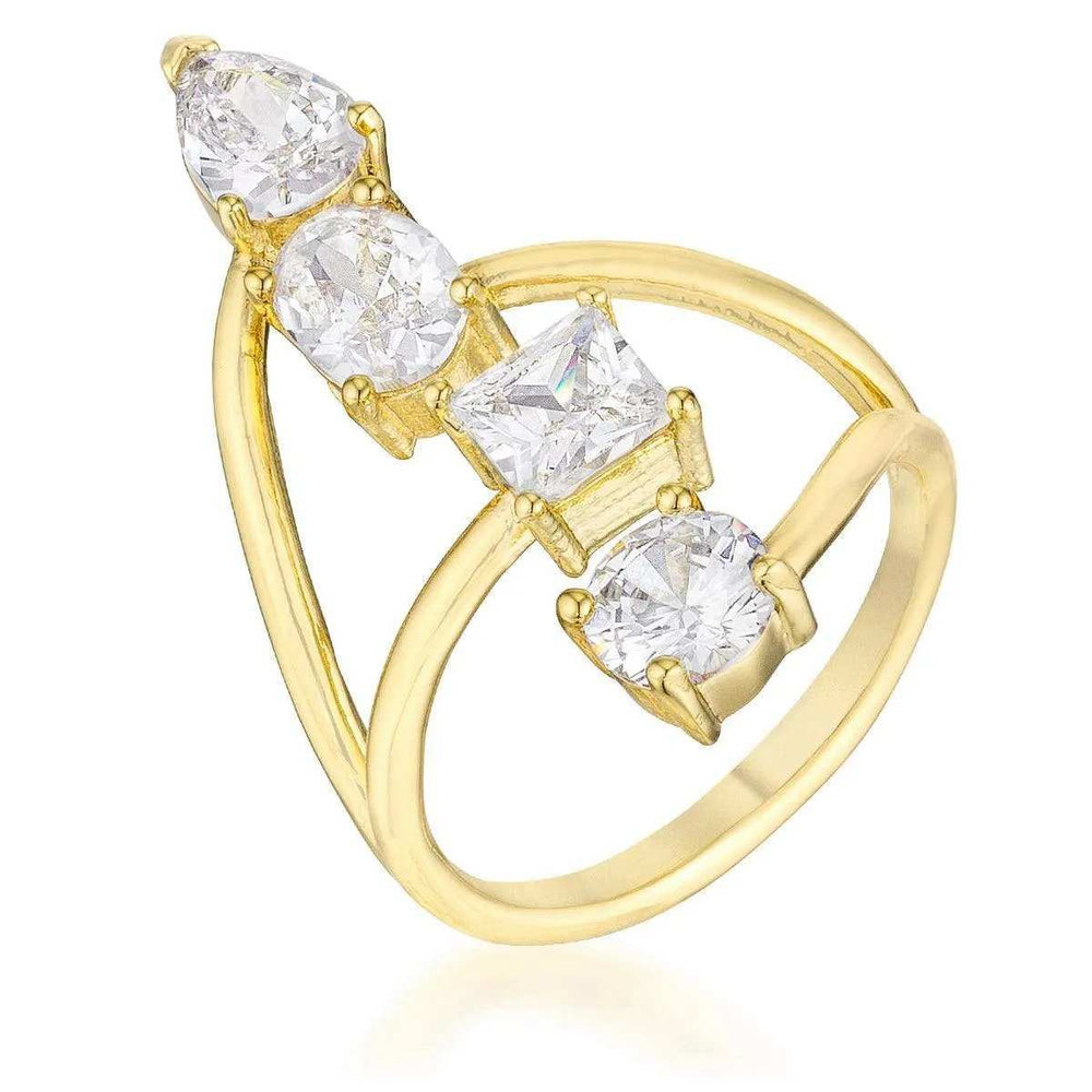 3CT Stunning CZ Goldtone Ring - JGI - Flyclothing LLC