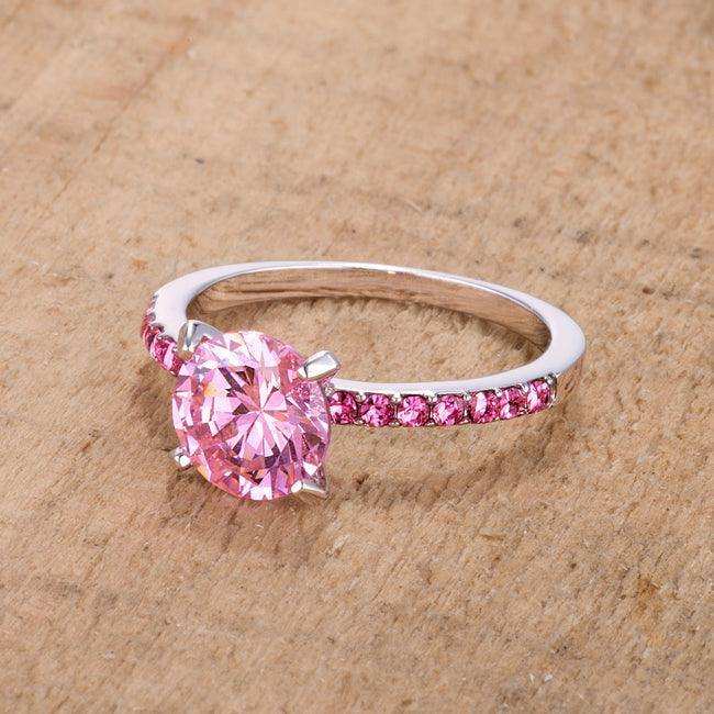 2.3CT Pink CZ Rhodium Ring - JGI - Flyclothing LLC