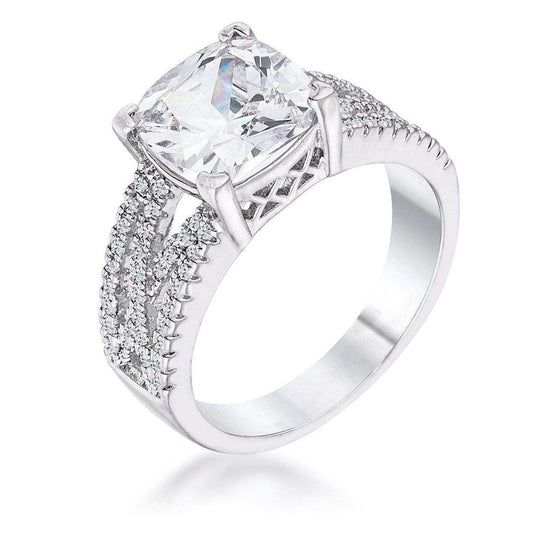 3Ct Elegant Rhodium Plated Criss-Cross Clear CZ Engagement Ring - JGI - Flyclothing LLC