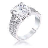 3Ct Elegant Rhodium Plated Criss-Cross Clear CZ Engagement Ring - JGI - Flyclothing LLC