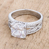 3Ct Elegant Rhodium Plated Criss-Cross Clear CZ Engagement Ring - JGI - Flyclothing LLC
