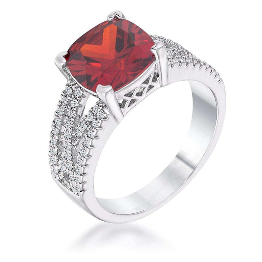 3Ct Elegant Rhodium Plated Criss-Cross Garnet CZ Engagement Ring - JGI - Flyclothing LLC