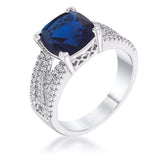 3ct Elegant Silvertone Criss-Cross Sapphire Blue CZ Engagement Ring - JGI - Flyclothing LLC