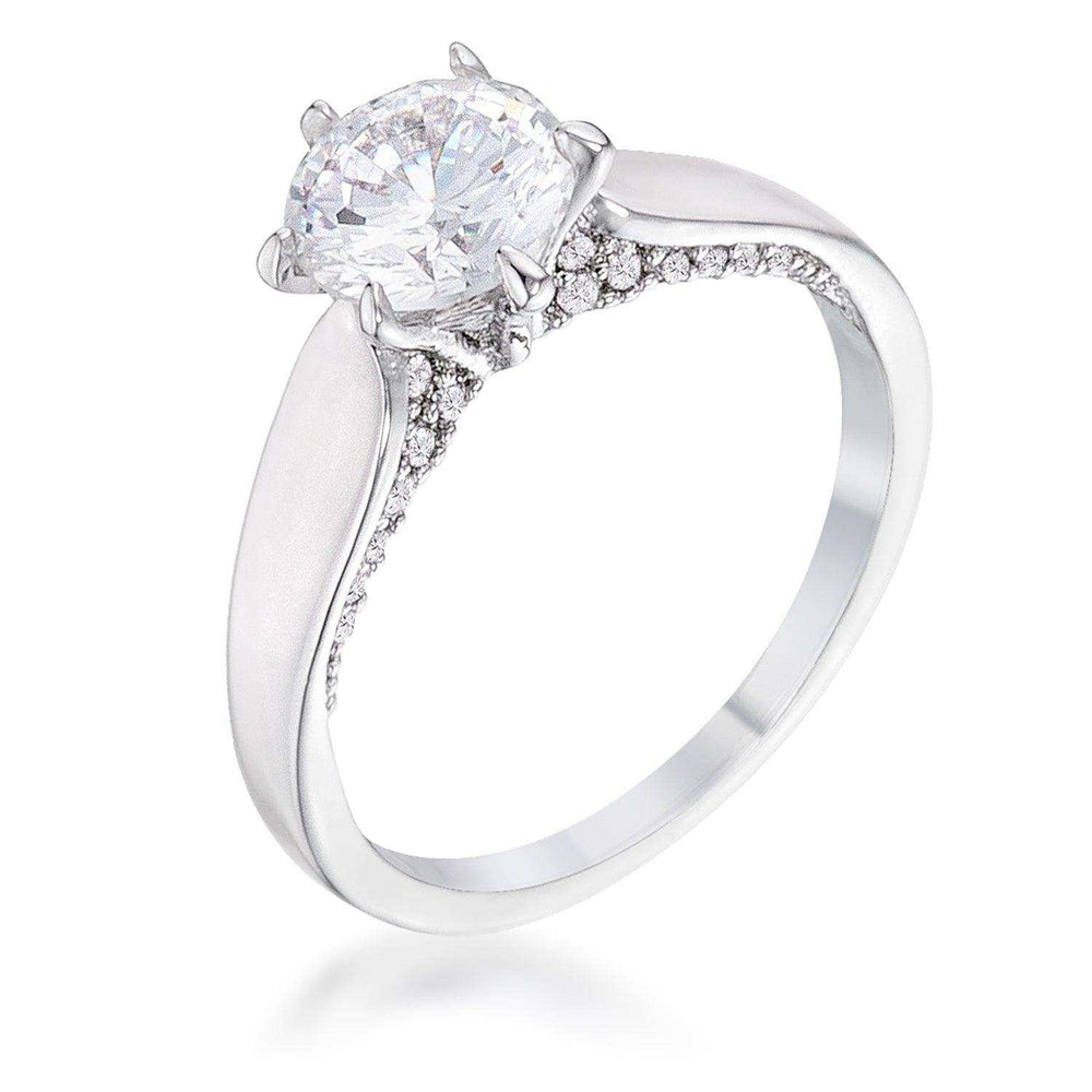 1.56Ct Contemporary Rhodium Plated CZ Solitaire Ring - JGI - Flyclothing LLC