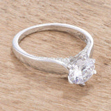 1.56Ct Contemporary Rhodium Plated CZ Solitaire Ring - JGI - Flyclothing LLC