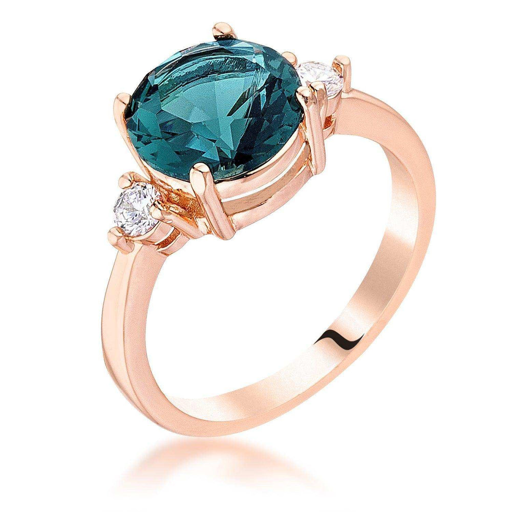 Rose Gold Plated Blue Green Three Stone Engagement Ring - JGI - Flyclothing LLC