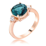 Rose Gold Plated Blue Green Three Stone Engagement Ring - JGI - Flyclothing LLC