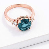Rose Gold Plated Blue Green Three Stone Engagement Ring - JGI - Flyclothing LLC