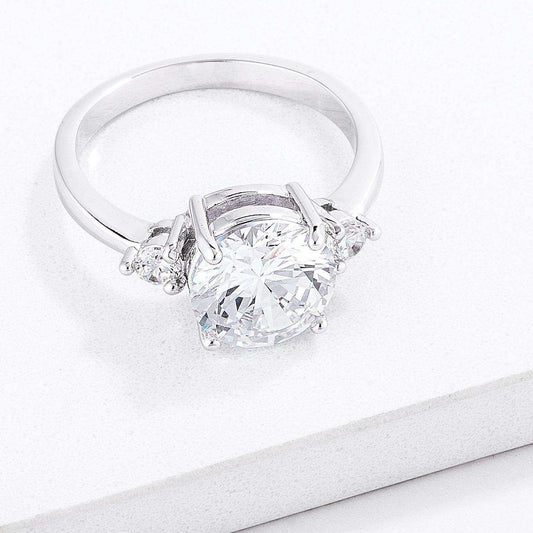 Classic Three Stone Clear CZ Engagement Ring - JGI - Flyclothing LLC