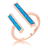 Contemporary Blue Opal Double Bar Ring - JGI - Flyclothing LLC