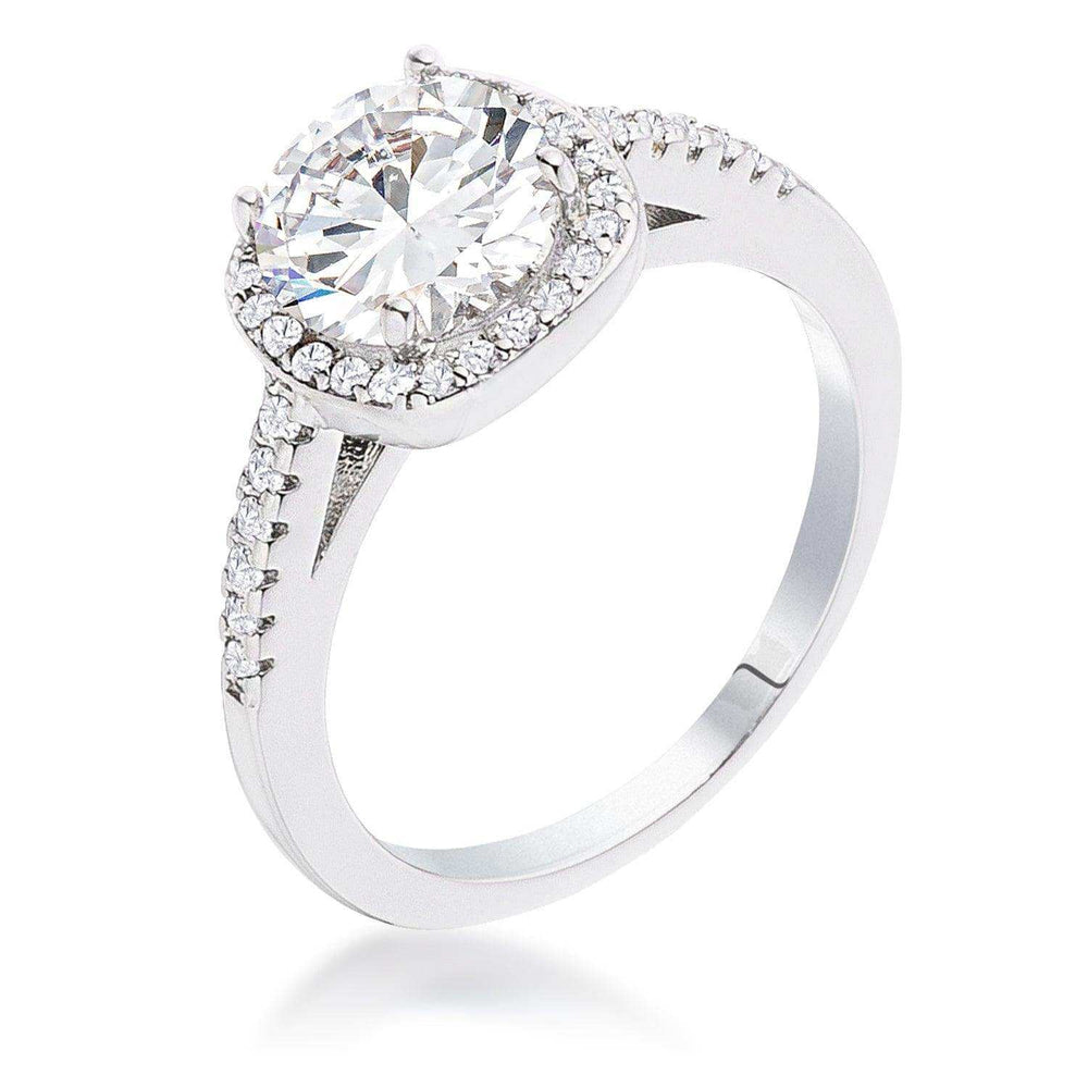 2.97Ct Rhodium Plated Classic Cushion Cut Halo Ring - JGI - Flyclothing LLC