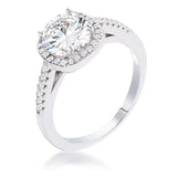 2.97Ct Rhodium Plated Classic Cushion Cut Halo Ring - JGI - Flyclothing LLC
