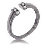 Hematite Petite CZ Clear Open Cuff Ring - JGI - Flyclothing LLC