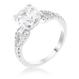 2.11Ct Rhodium Round Cut CZ Petite Ribbon Engagement Ring - JGI - Flyclothing LLC