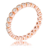 Rose Gold Plated Dotted Clear CZ Round Bezel Eternity Ring - JGI - Flyclothing LLC