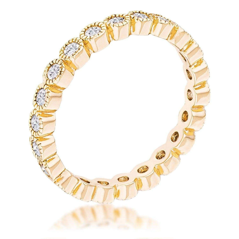 Gold Plated Dotted Clear CZ Round Bezel Eternity Ring - JGI - Flyclothing LLC