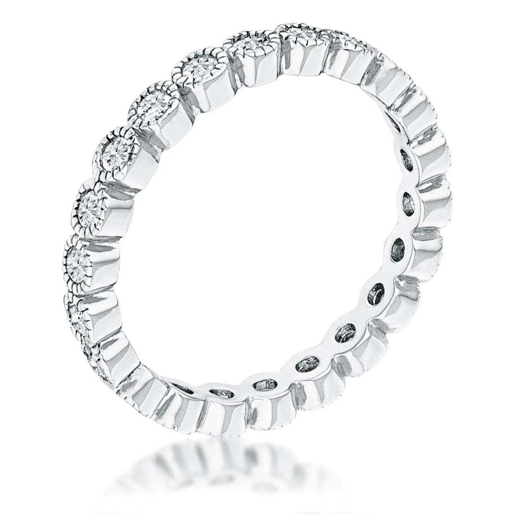 Rhodium Plated Dotted Clear CZ Round Bezel Eternity Ring - JGI - Flyclothing LLC
