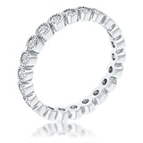 Rhodium Plated Dotted Clear CZ Round Bezel Eternity Ring - JGI - Flyclothing LLC