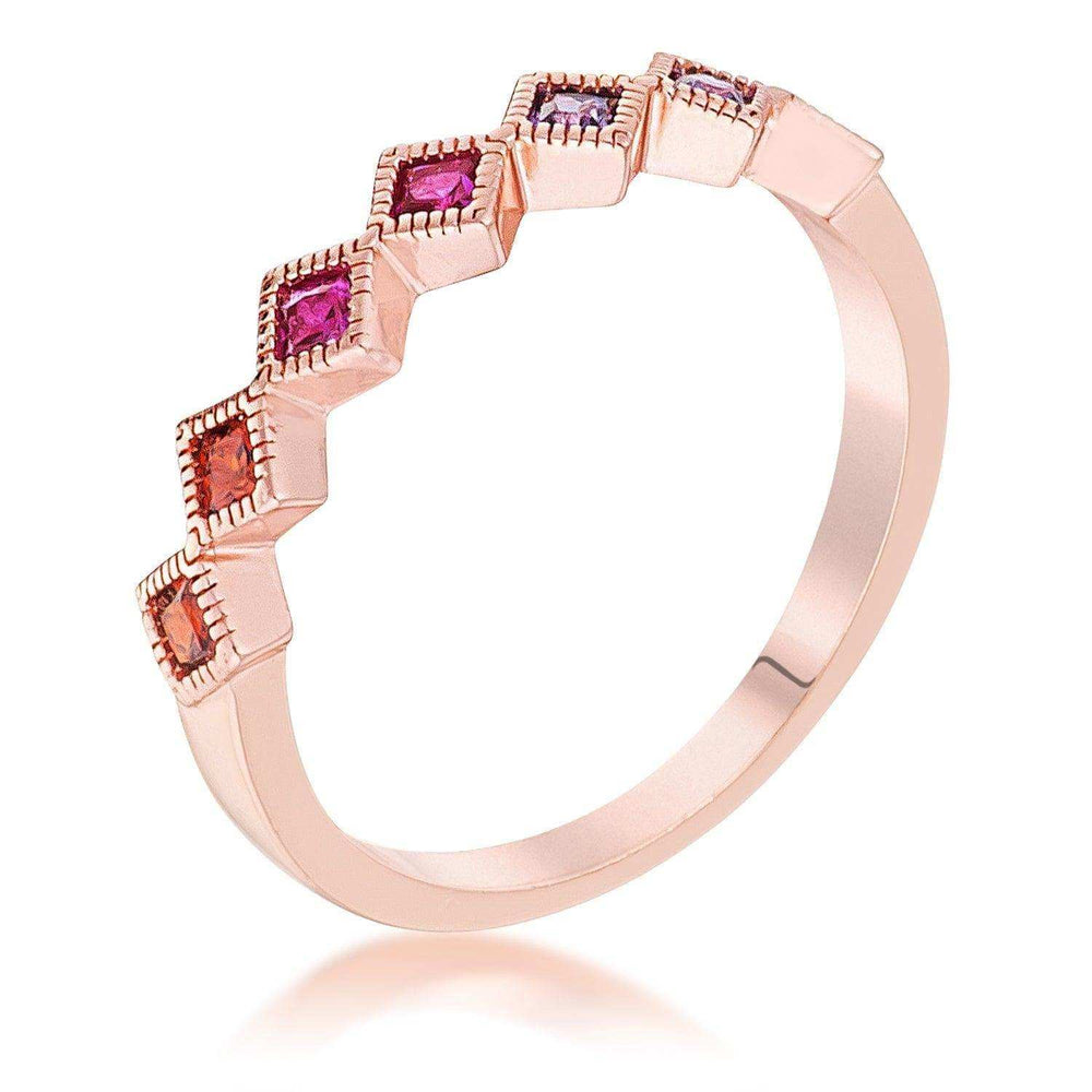 Rose Gold Plated Multi-Color Septem Princess Cut Half Eternity Band - JGI - Flyclothing LLC