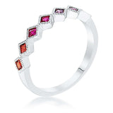 Rhodium Plated Multi-Color Septem Princess Cut Half Eternity Band - JGI - Flyclothing LLC