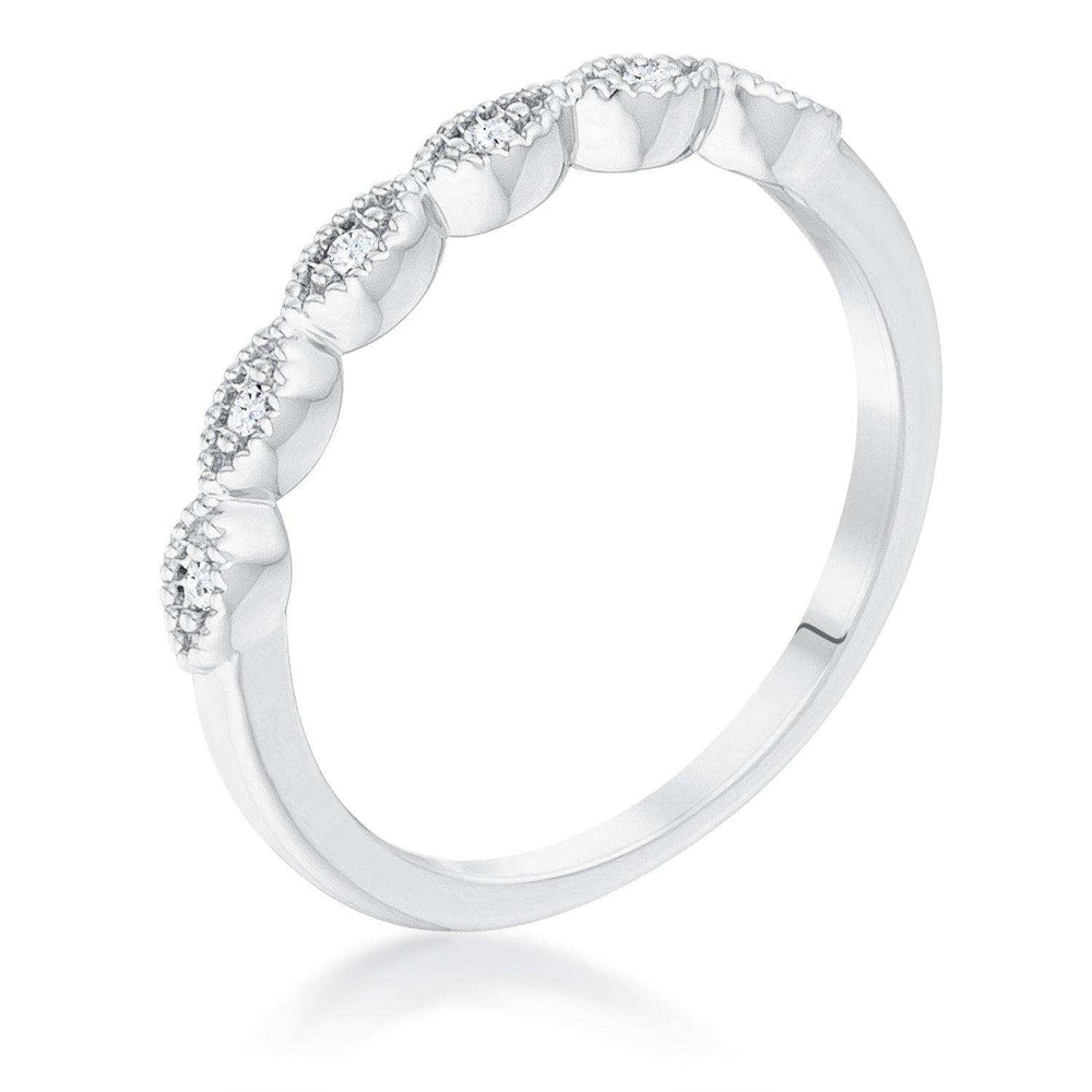 Rhodium Plated Sextus Marquise Delicate Stackable Ring - JGI - Flyclothing LLC