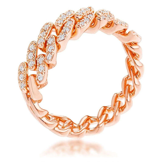 Rose Gold Plated Clear CZ Round Cut Flexible Chain Ring - JGI - Flyclothing LLC