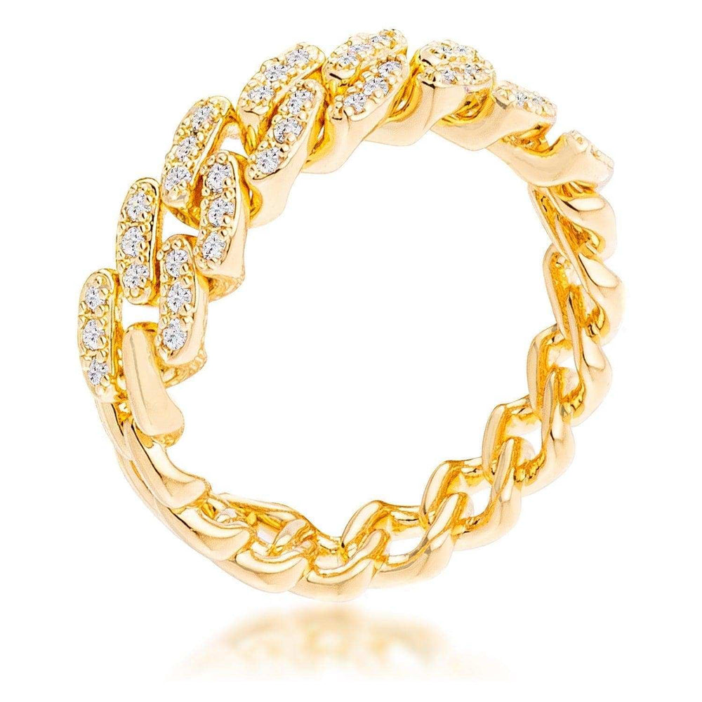Gold Plated Clear CZ Round Cut Flexible Chain Ring - JGI - Flyclothing LLC