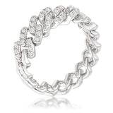 Rhodium Plated Clear CZ Round Cut Flexible Chain Ring - JGI - Flyclothing LLC