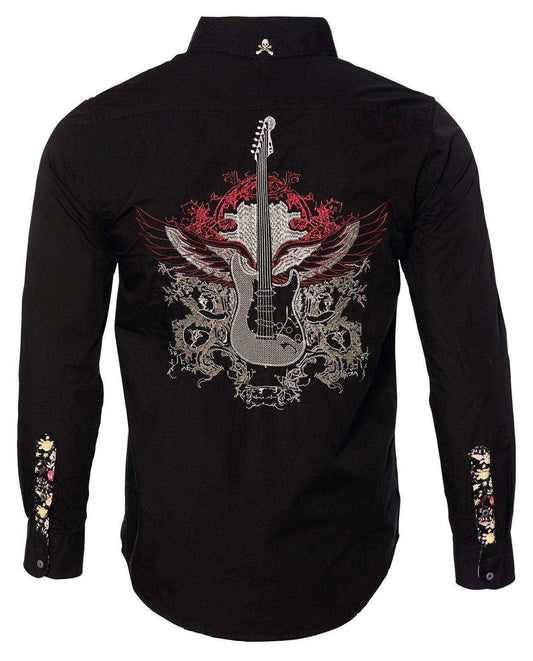 Rock Roll n Soul Guitar Wings Black Shirt - Rock Roll N Soul Clothing - Flyclothing LLC